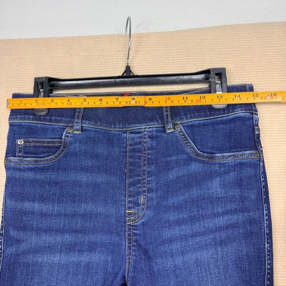 Spanx Womens Ankle Skinny Jeans Dark Wash Blue Pull On Size Medium High Rise